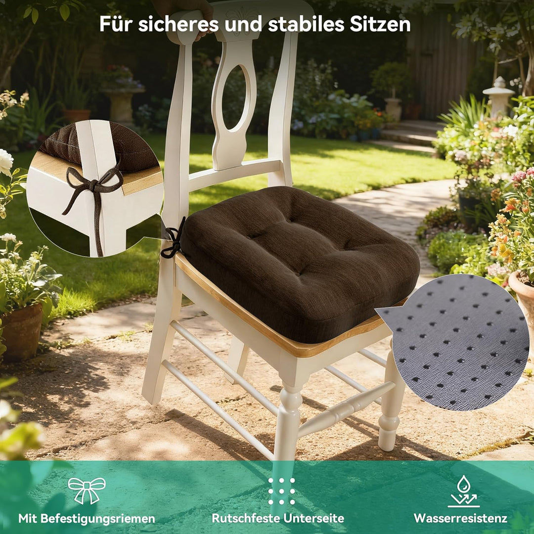 Codi Sitzkissen 40x40×8 cm 4er Set, Extra Dicke, Bequeme Stuhlkissen mit wasserabweisendem Bezug – W