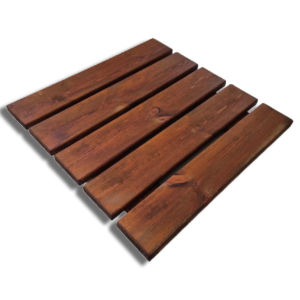 Rutschfeste Duschmatte 50x50 cm aus imprägniertem Kiefernholz, 4 cm stark, braun (50x50 cm), 50x50 c