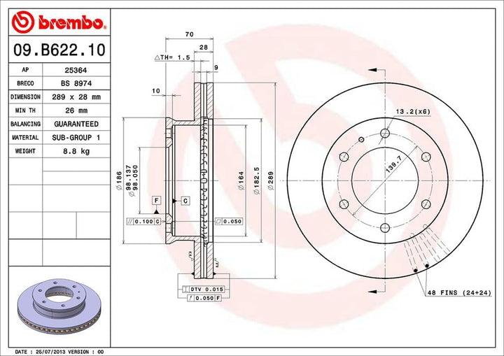 Brembo 09.B622.10 Vordere Bremsscheibe