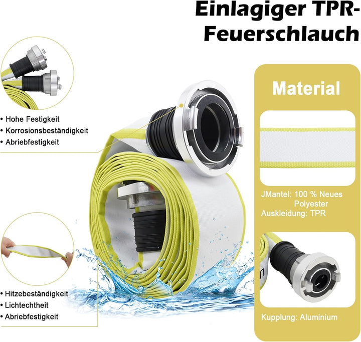 ZYfire Feuerwehrschlauch 102mm(4 Zoll) x 10m Schlauch mit A-Storz Kupplung 10m 4" | A-102mm, 10m 4"
