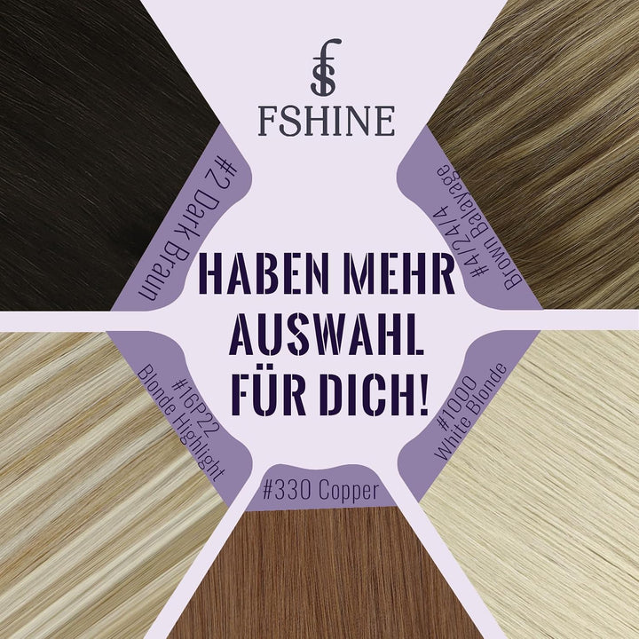 Fshine Echthaar Extensions Clip 45cm Dunkelstes Braun 120 Gramm Doppelt Tressen Haarverlängerung Rem