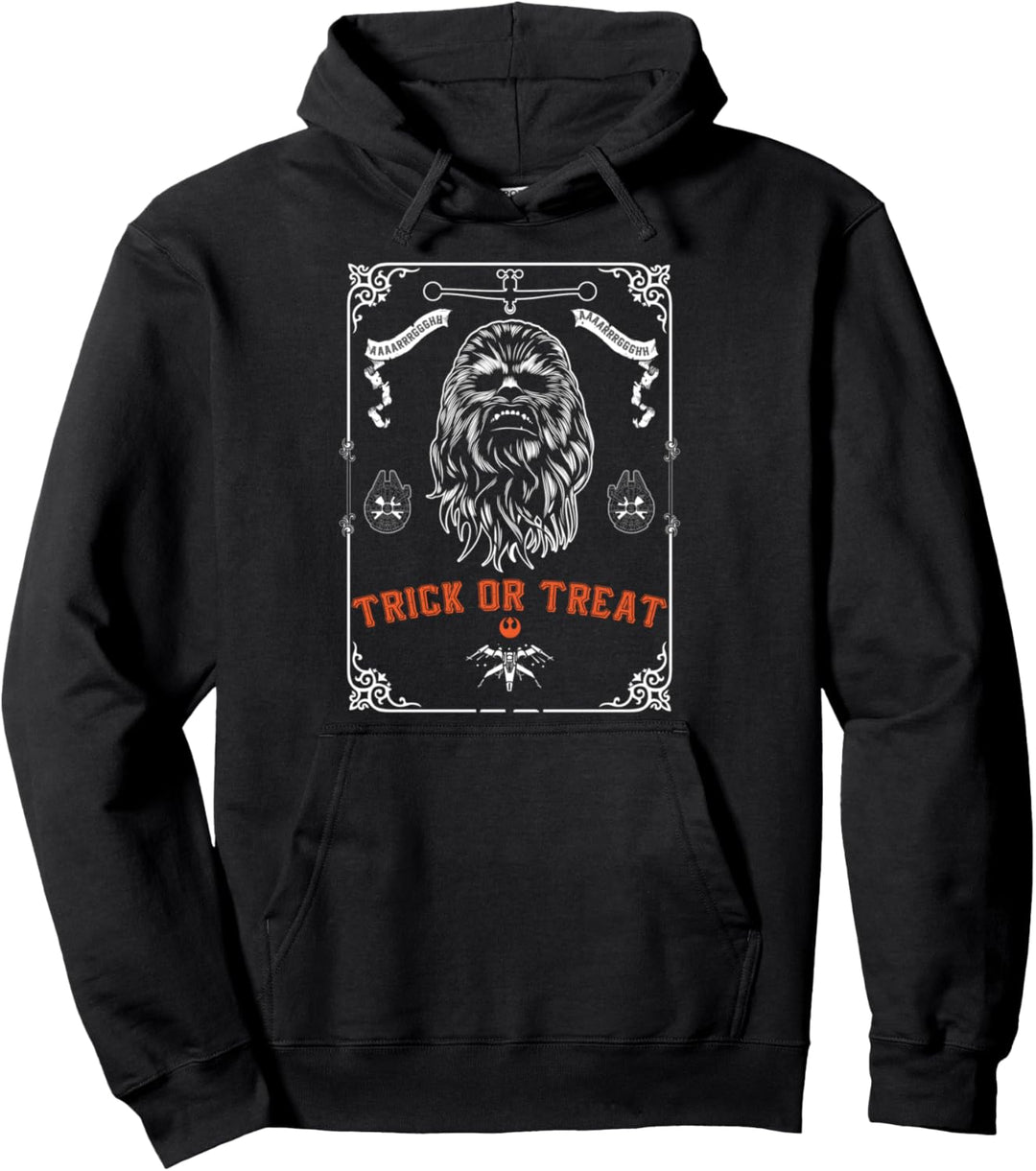 Star Wars The Force Awakens Chewie Trick Or Treat Text Pullover Hoodie