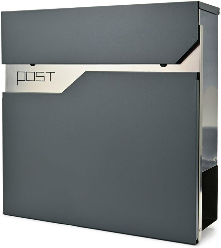 Verda Briefkasten mit Zeitungsfach, 2X Schlüssel, Personalisierter Briefkasten, Postkasten Designer