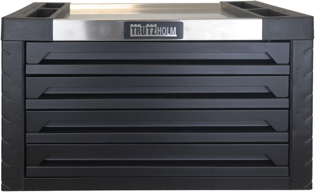 TRUTZHOLM Werkzeugkiste Werkstattwagen Aufsatz Box Koffer Werkzeugkasten 4 Schubladen leer (Schwarz)
