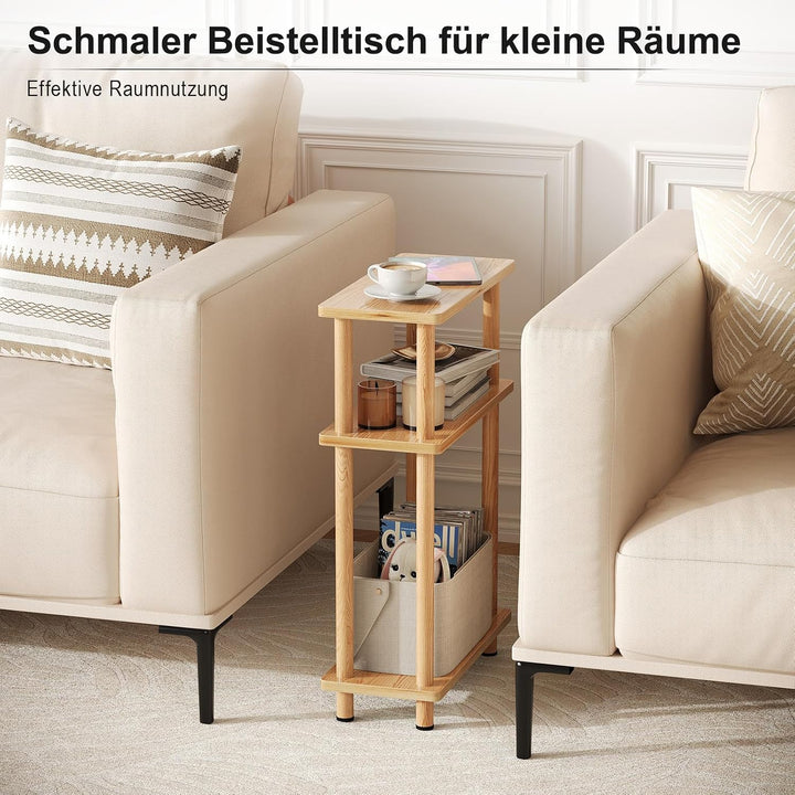 YOUDENOVA Beistelltisch Holz, Beistelltisch Schmal, 40x18x61.5 cm, 3 Tier Kleiner Tisch Für Wohnzimm
