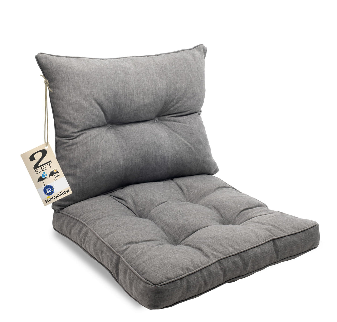 sunnypillow Polster für Gartenmöbel - 2er Set : Sitzkissen 50 x 50 cm + Rückenlehne 50 x 40 cm - Gar