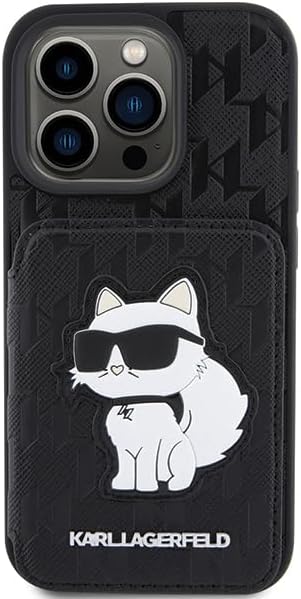 Karl Lagerfeld KLHCP15LSAKCNSCK Hülle für iPhone 15 Pro 6.1" Schwarz hardcase Saffiano Cardslots and
