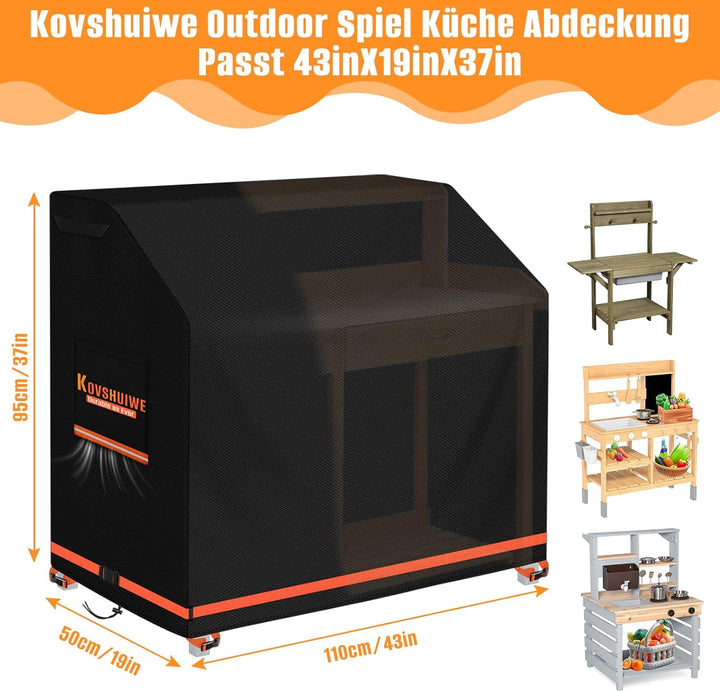 Kovshuiwe Matschküche Abdeckung wasserdichte, 110x50x95 cm Outdoor Spiele Küche 420D Oxford Stoff wa