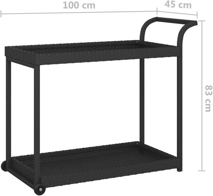 INLIFE Barwagen Schwarz 100x45x83 cm Poly Rattan