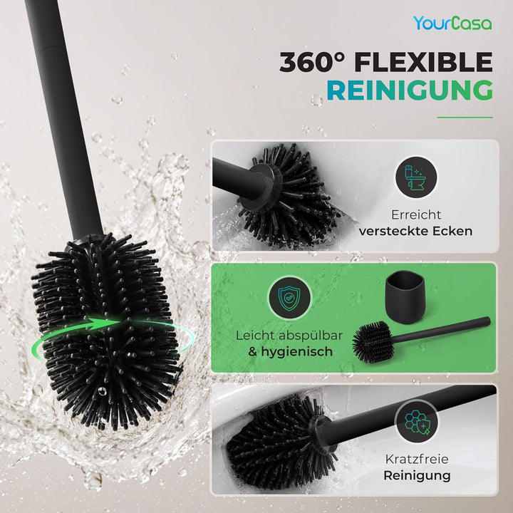 YourCasa Mülleimer Bad [5L] + Klobürste Set - Elegantes Design - Badeimer - Kosmetikeimer Badezimmer