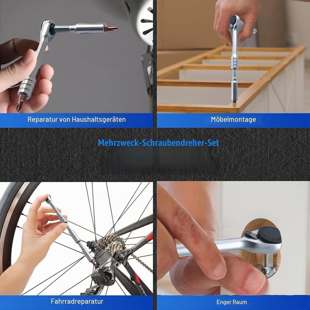 Mini-Ratschenschraubendreher,Winkel Schraubendreher,Schrauberbit und Ratschen-Set(Phillips, Schlitz,