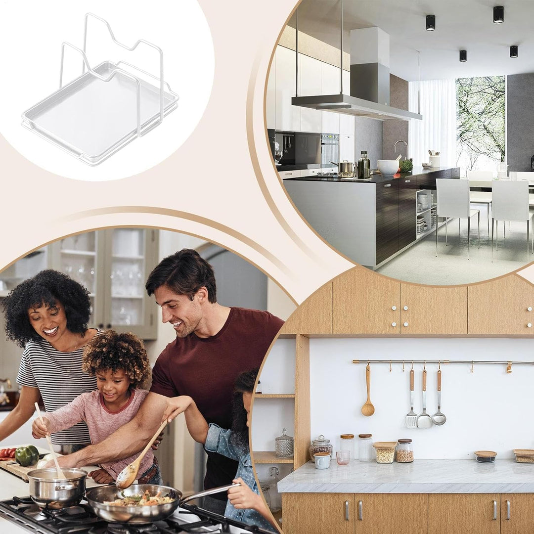 Pot Lid Organizer, Plates Rack Stand, 7.48x6.22x5.12 Inches Rustproof Shelf Holder, Space Saving Kit
