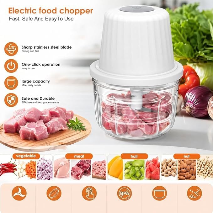 Zerkleinerer Elektrisch 400ml, Gemüsezerkleinerer Zwiebelschneider Elektrisch Multizerkleinerer, Min