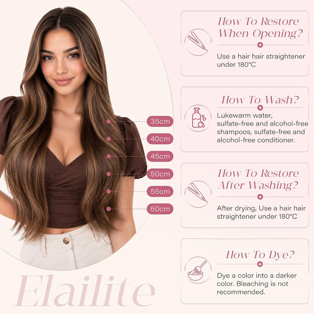 Elailite Bonding Extensions Echthaar Haarverlängerung Keratin U-Tip Haarverlängerung 100% Menschenha
