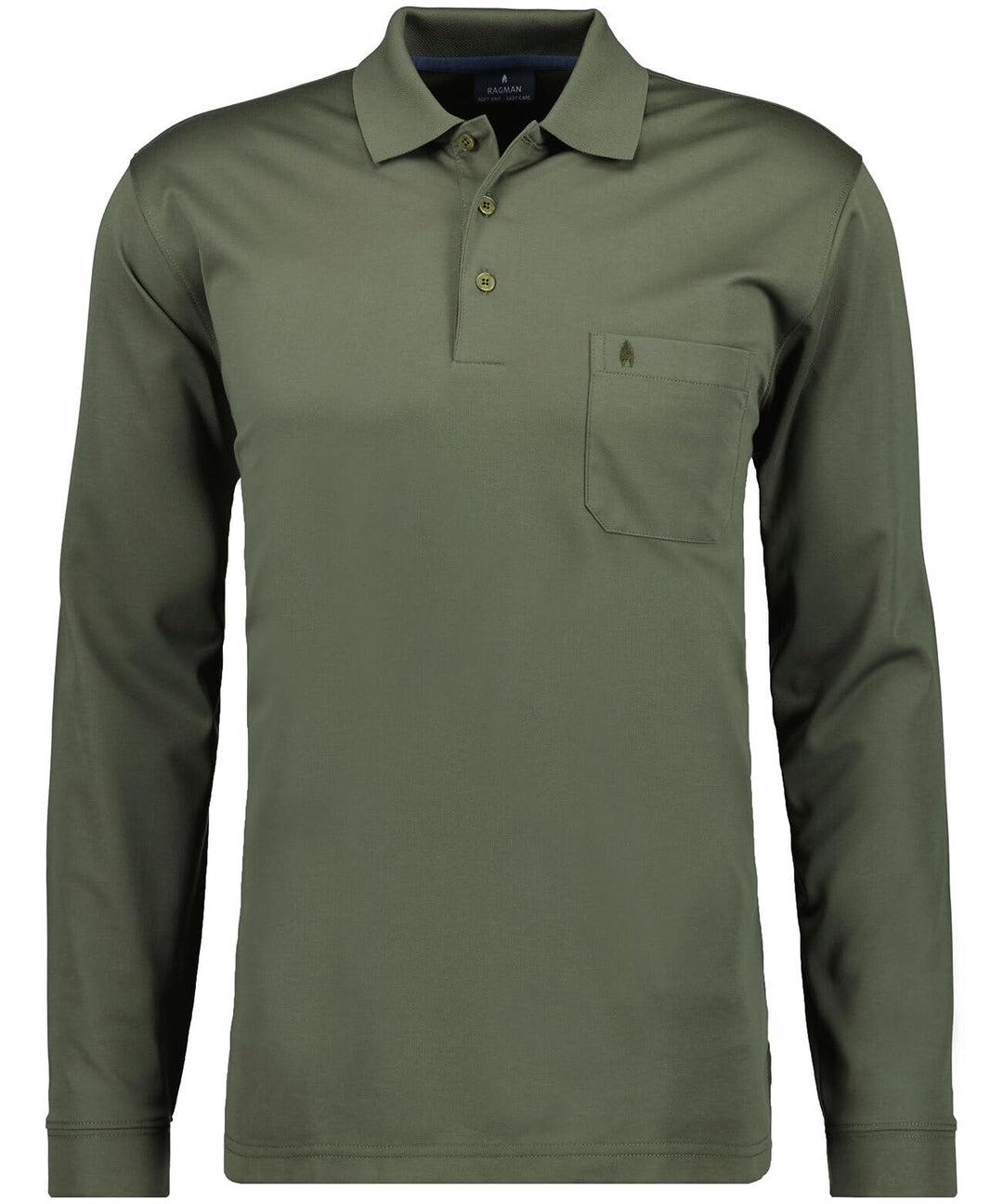 RAGMAN Herren Softknit-Polo mit Brusttasche, Langarm S Dunkelgrün-393, S Dunkelgr&amp;