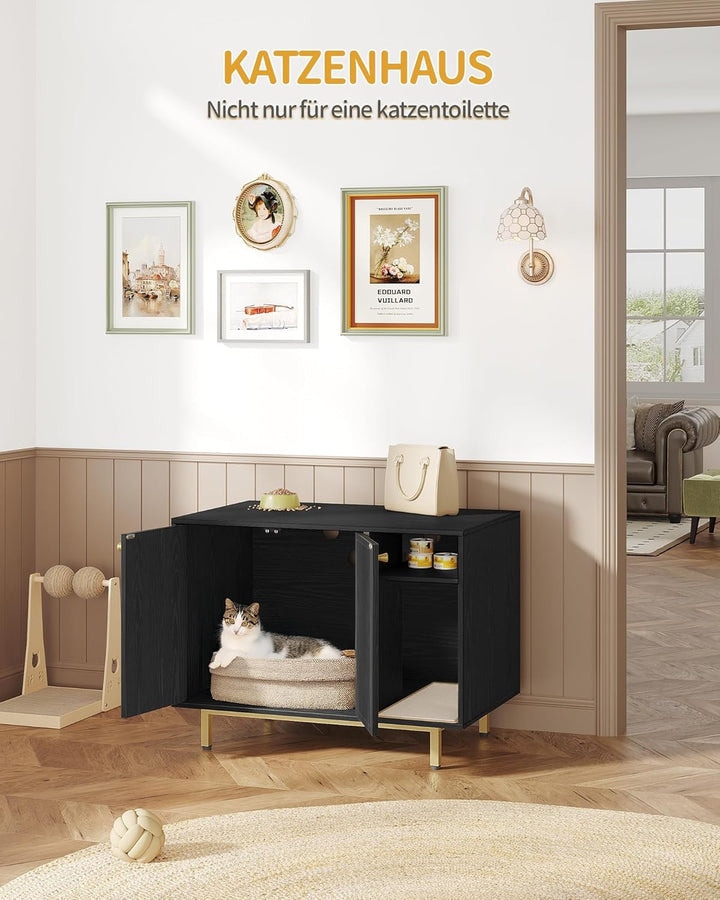 Hzuaneri Katzenschrank, Katzentoilette, Katzenklo Schrank, Katzenhaus mit Tür und separater Trennwan