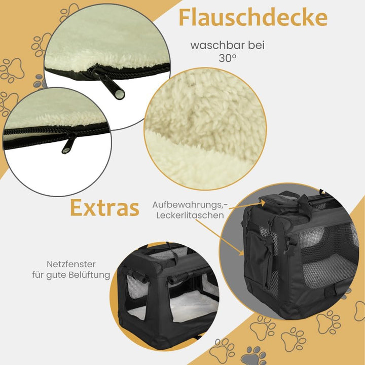 Faltbare Hundebox Transporttasche Transportbox für Hunde Auto Petigi XL (82 x 57 x 58 cm), XL (82 x
