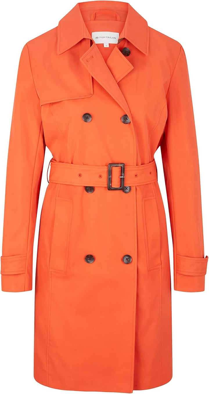 TOM TAILOR Damen Basic Trenchcoat mit Gürtel, 15612 - Fever Red