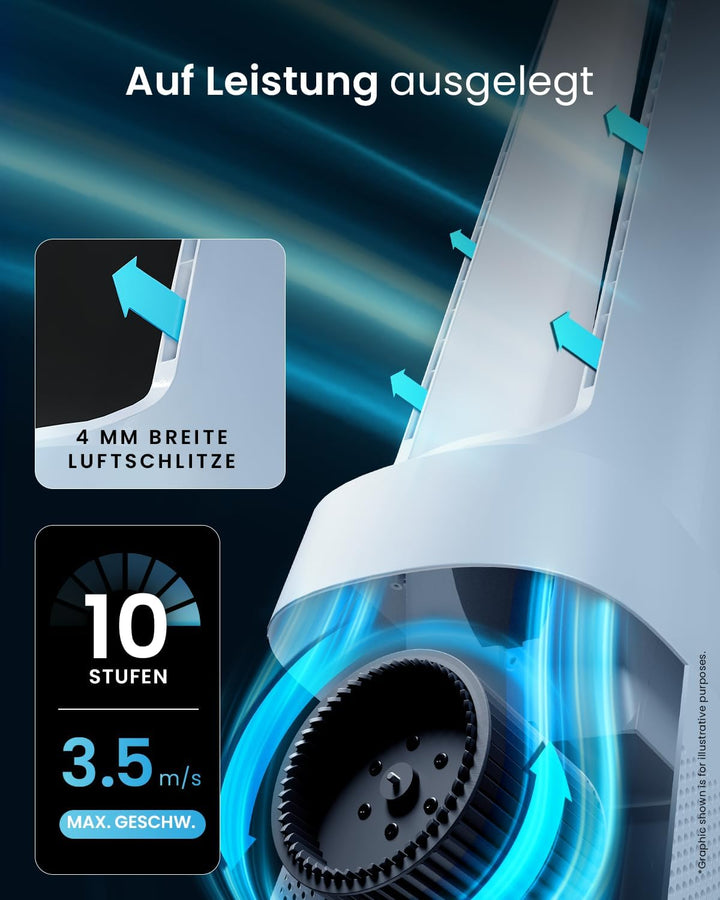 Pro Breeze OmniAir 105cm rotorloser Ventilator mit Luftreiniger - Smart Home Ventilator, WLAN, App,