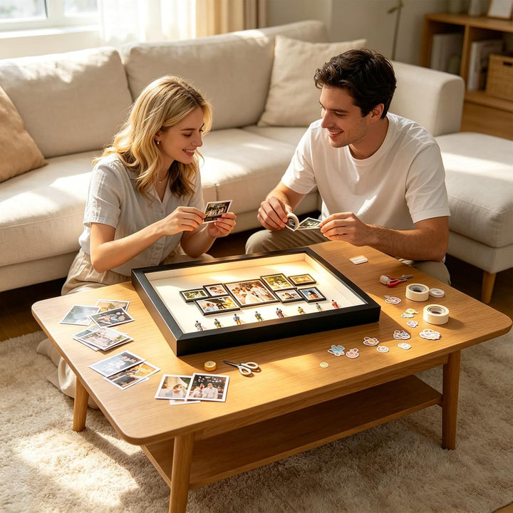 DIY Mini Museum Bilderrahmen Set, mit 8 Miniatur-Figuren und LED