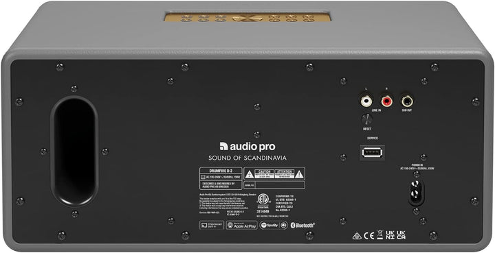 Audio Pro Drumfire-D2 - Ultra Kräftiger Multiroom Lautsprecher mit Bluetooth &amp; WiFi - Stereo Speaker