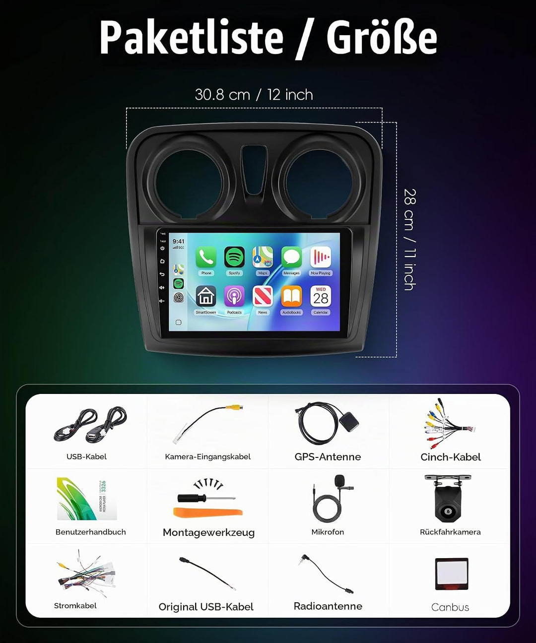 Rimoody 4G+64G Android Autoradio für Renault Dacia Logan 2 Sandero B52 2012-2019 Wireless Carplay An