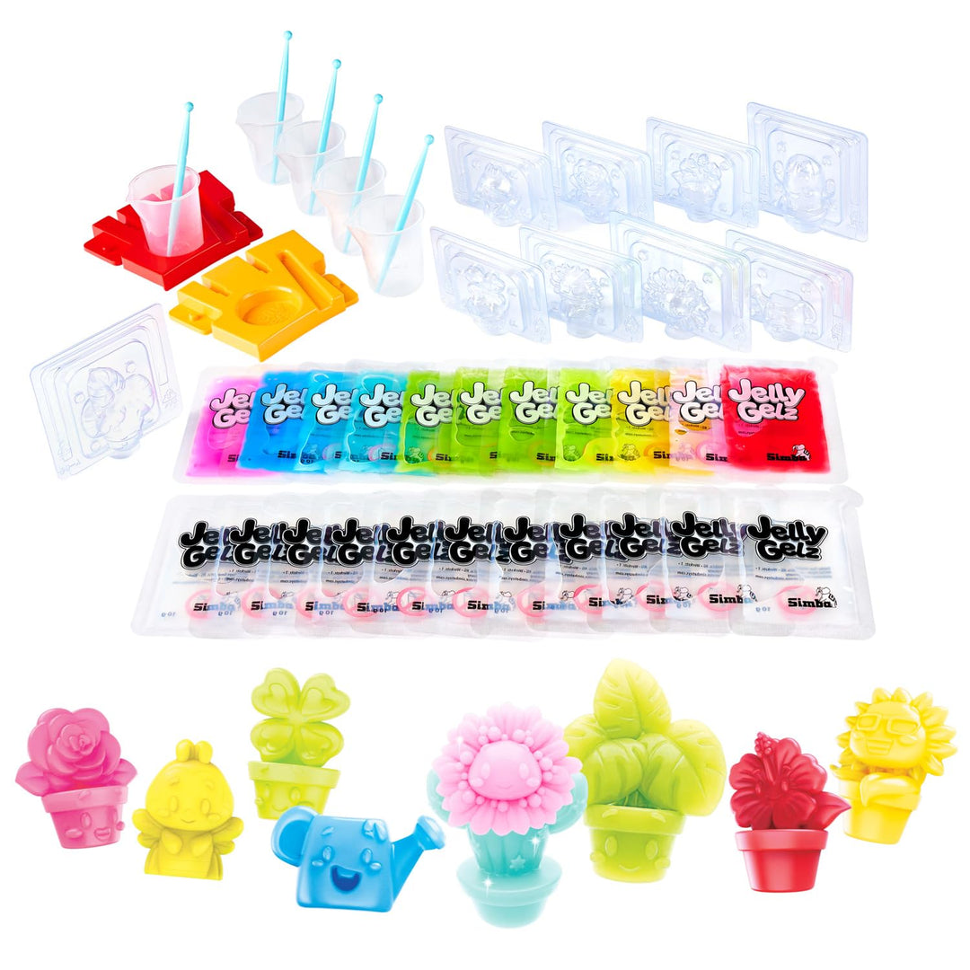 Simba Jelly Gelz Flower Deluxe Set – DIY Gel Figuren Set mit 2 Stationen, Gel &amp; Formen für 7 Figuren