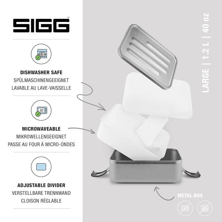 SIGG - Alu Lunchbox Plus - Brotdose Mit Unterteilung - Preisgekrönt - Spülmaschinenfest &amp; Mikrowelle