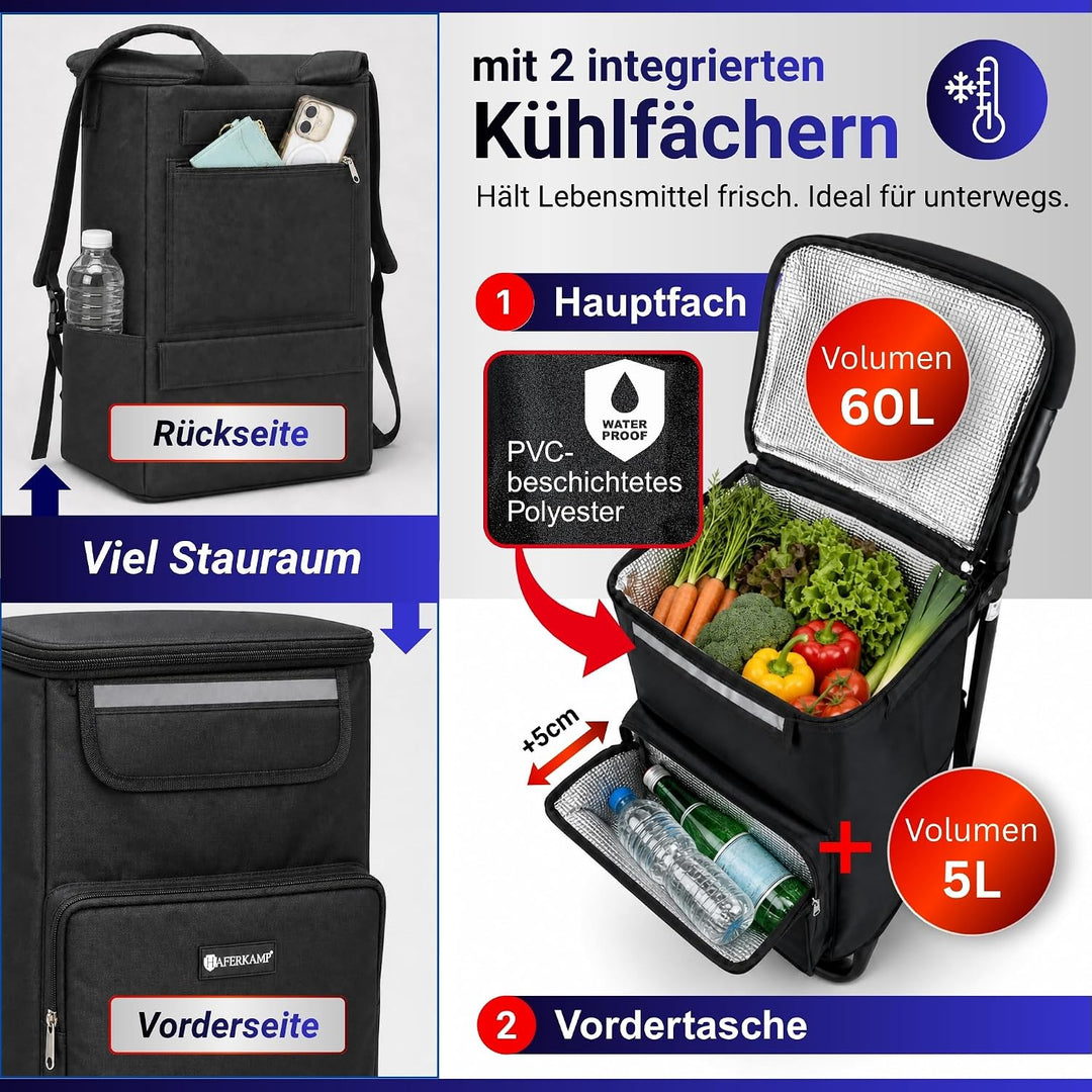 Klappbarer Treppensteiger-Einkaufstrolley TRAGINO 3-in1 Einkaufswagen