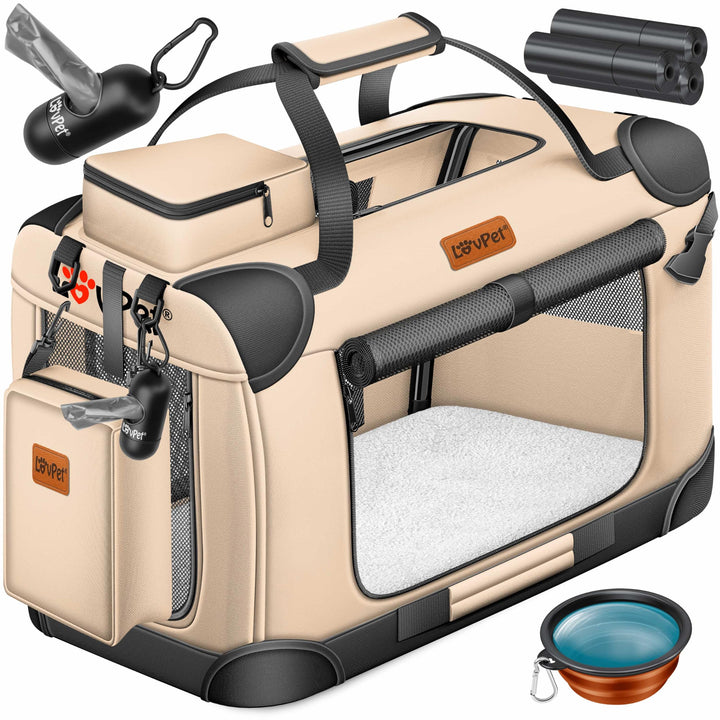 Lovpet® Transportbox Hund Katze Transporttasche XXL 91,4x63,5x63,5cm | Hunde-Tragetasche Faltbare Ka