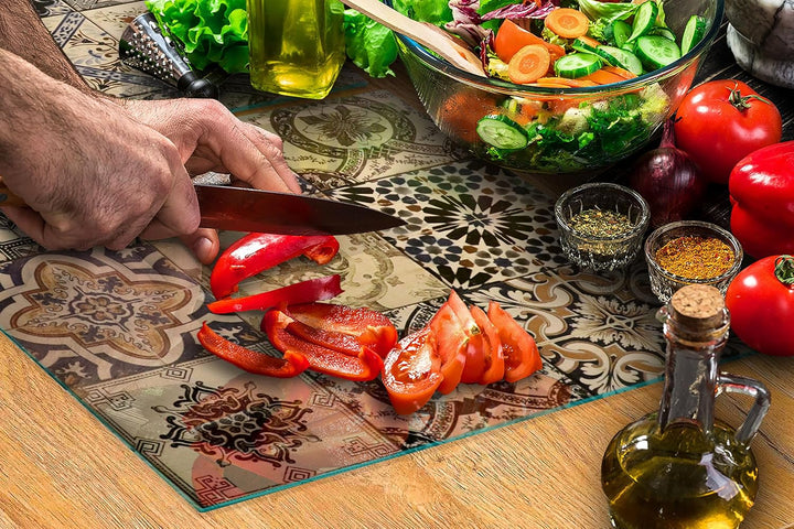 TMK ArtDeko Herdabdeckplatte 2 Teilig 40x52 + 45x52 cm - Spritzschutz Herdabdeckung – Herdschutz aus