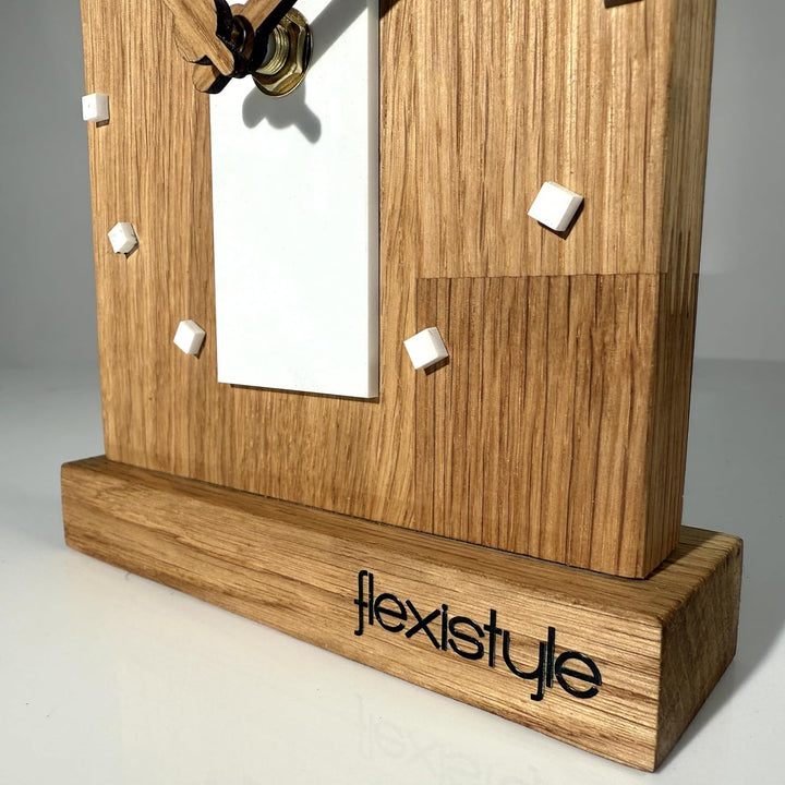 FLEXISTYLE Modern standuhr tischuhr klein aus Holz Eiche Wohnzimmer Badezimmer Uhr Holz tischuhren h
