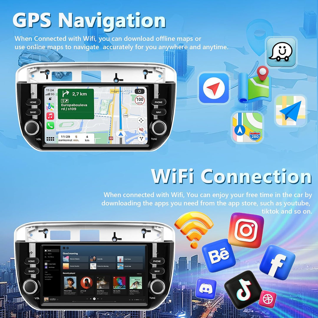 4GB+64GB Autoradio für FIAT Punto 2012 2013 2014 2015 2016 mit Wireless Carplay/Android Auto, 7 Zoll