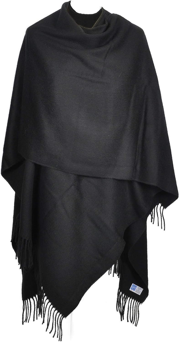Toutacoo, Grosser Poncho mit Fransen - Damen - 01-schwarz, 01-schwarz