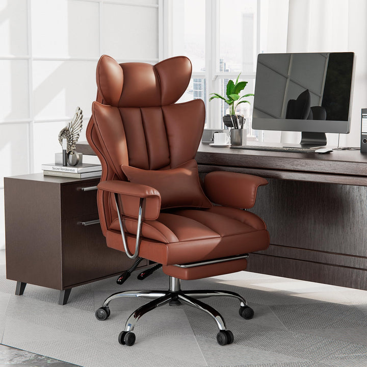 2026 Upgrade Bürostuhl Chefsessel, Ergonomischer Schreibtischstuhl mit Lendenwirbelstütze und Fussst