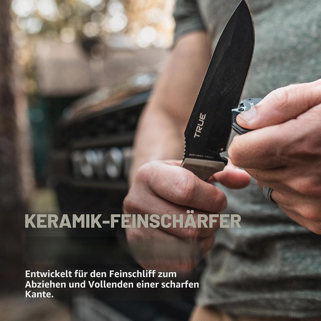 True Utility MYCRO Knife Sharpener - Kompakter Messerschärfer mit Karbid- und Keramikschlitzen - TPR