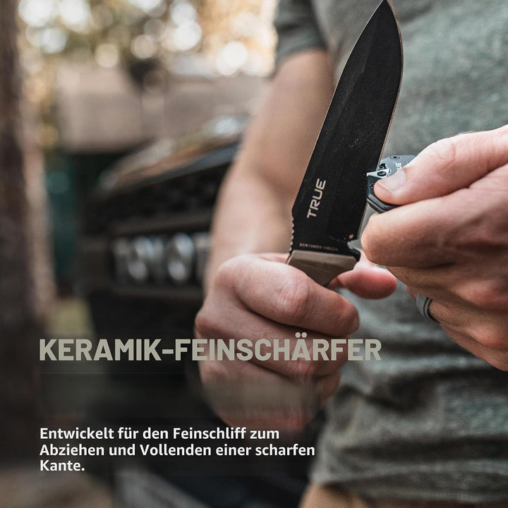 True Utility MYCRO Knife Sharpener - Kompakter Messerschärfer mit Karbid- und Keramikschlitzen - TPR