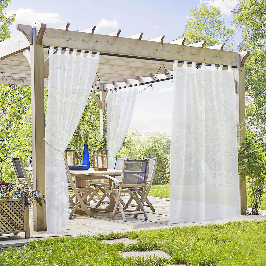 PONY DANCE Outdoorvorhänge mit Abnehmbaren Schlaufen Terrasse Vorhänge Transparent Leinenoptik Gardi