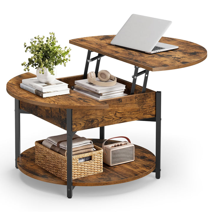 VASAGLE Couchtisch rund LCT266K101 Kamelbraun + Mattschwarz, Kamelbraun + Mattschwarz
