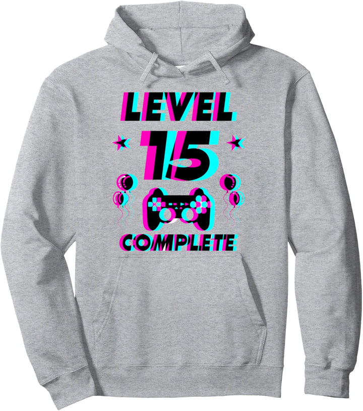 Level 15 Complete 15. Geburtstag - Zocker Gaming Vaporwave Pullover Hoodie