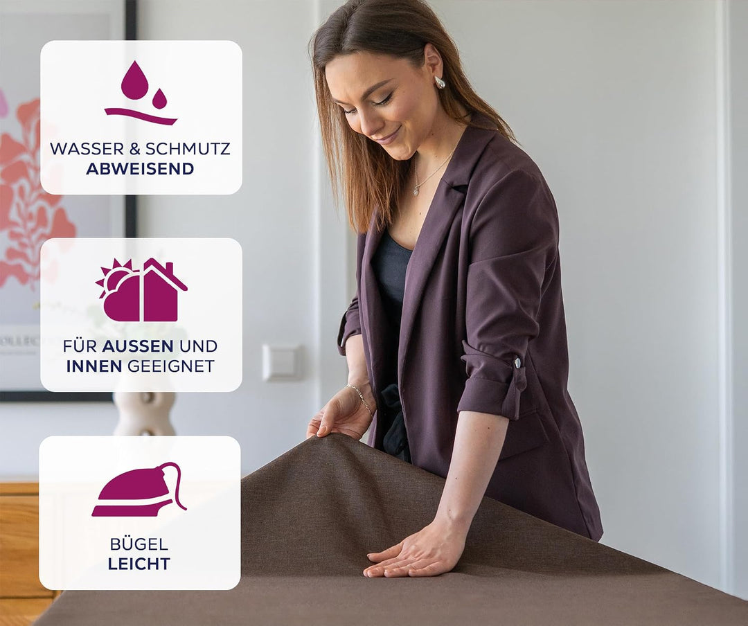 BEAUTEX fleckenabweisende und bügelfreie Tischdecke - Tischtuch mit Lotuseffekt - Tischwäsche in Lei