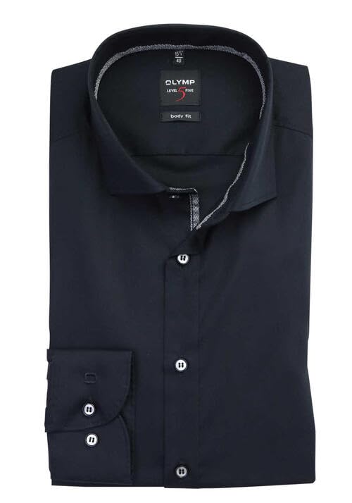 OLYMP Level Five Body fit Hemd extra Langer Arm Haifischkragen schwarz 43 Schwarz, 43 Schwarz
