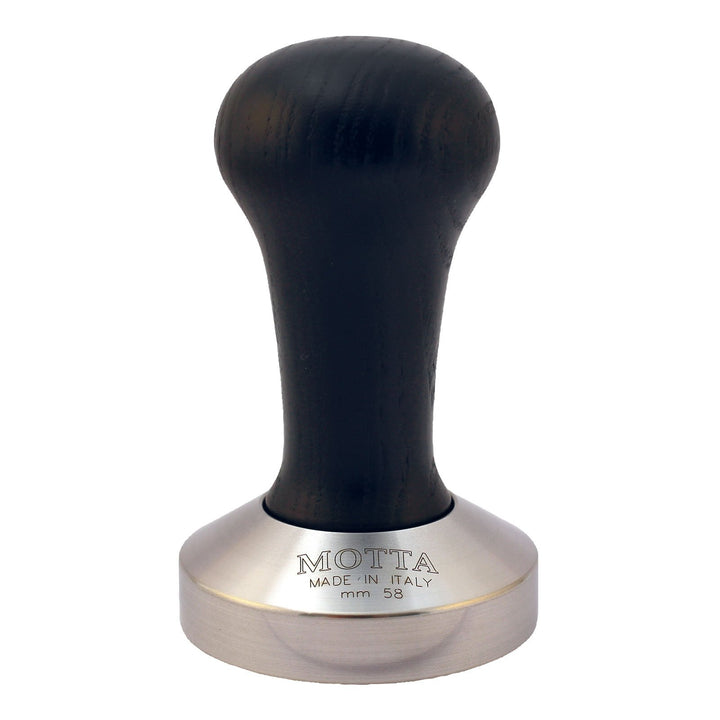 Motta 8150/B Tamper aus Edelstahl, konvex mit schwarzem Echtholzgriff,58 mm