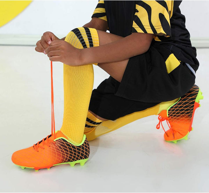 JABASIC Kinder Soccer Boots Jungen Mädchen Sportlich Draussen Fussballschuh 36 EU Orange 1, 36 EU Or