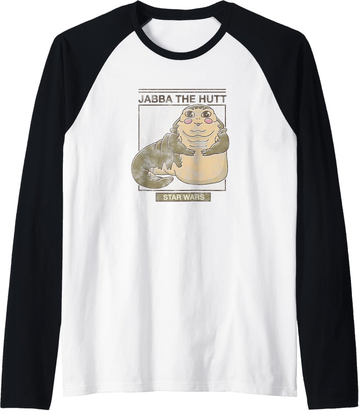 Star Wars Jabba The Hutt Cartoon Cute Portrait Grid Raglan