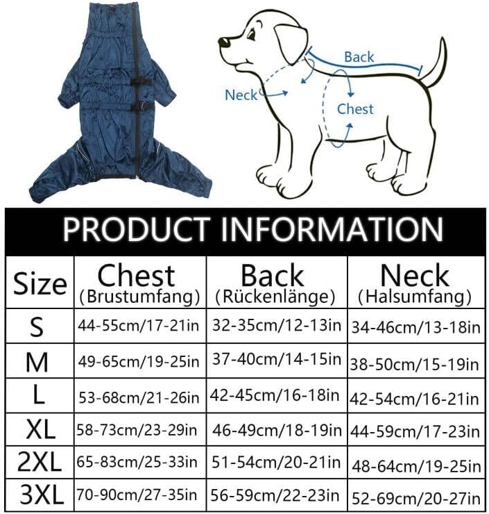 Geyecete -Regenmantel für hunde mit vier Beinen,Hunde Regenjacken Hosenanzug mit Geschirr loch, refl