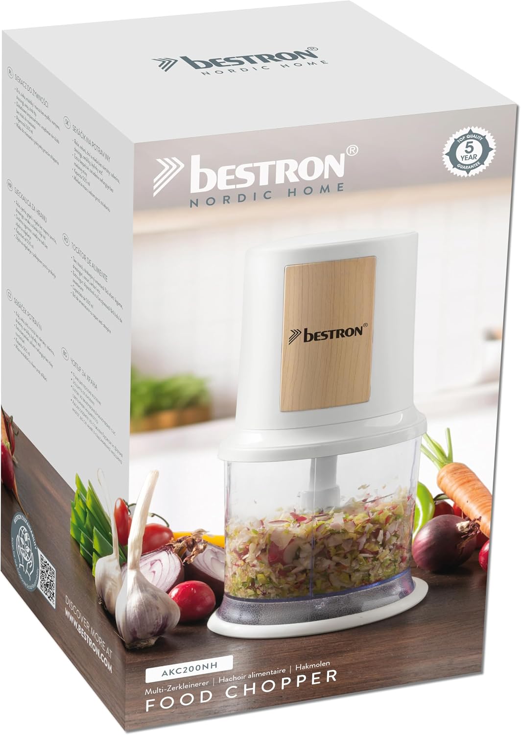 Bestron elektrischer Multi-Zerkleinerer, Universalzerkleinerer mit zwei Schneidemessern &amp; 500ml Kapa