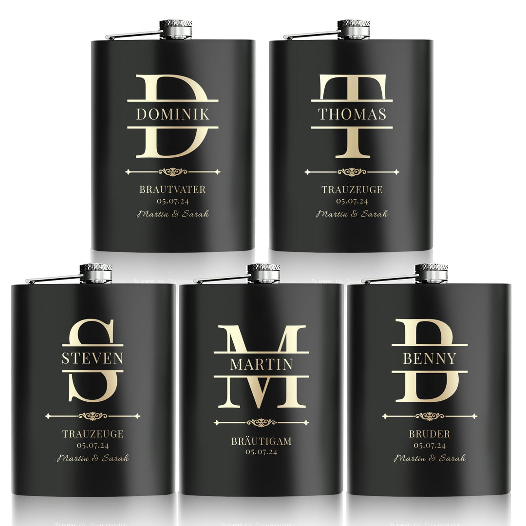 Flachmann Mit Gravur, 5 Stück Flachmänner Personalisiert 227ml/8oz für Trauzeugen Geschenke, Gravier