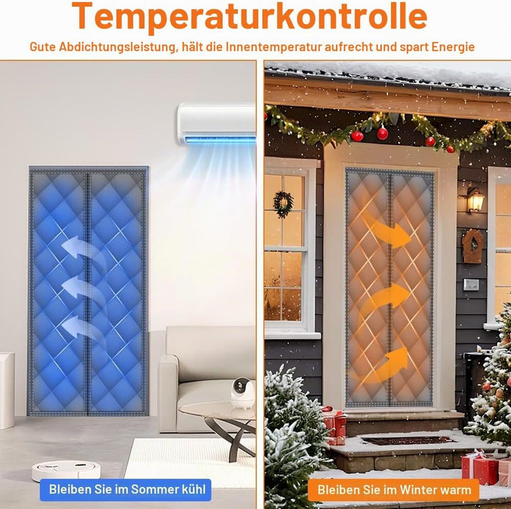 flintronic Magnet Wärmeschutzvorhang für Türen, 90x200cm Thermo Türvorhang, Lsolier Schutz Vorhang,