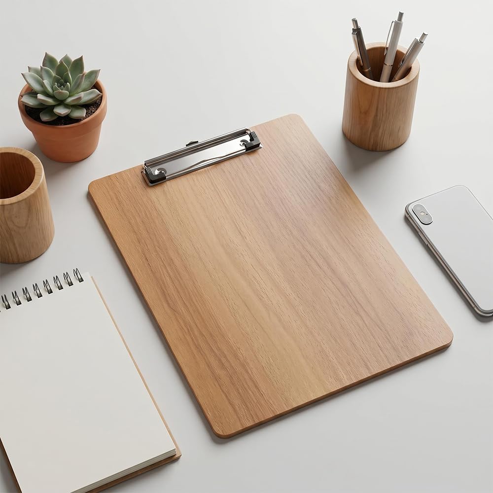 Klemmbrett A4 Holz, 10 Stück Klemmbretter A4 mit Klammer und Haken, Bürohelfer Klemmmappe aus Holz f